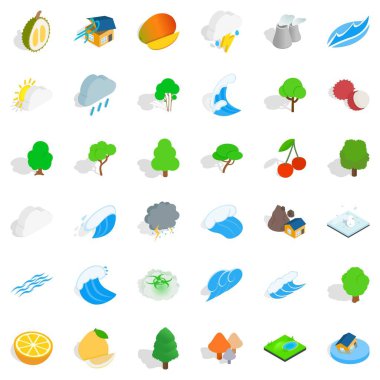 Soğuk sezon Icons set, izometrik stili
