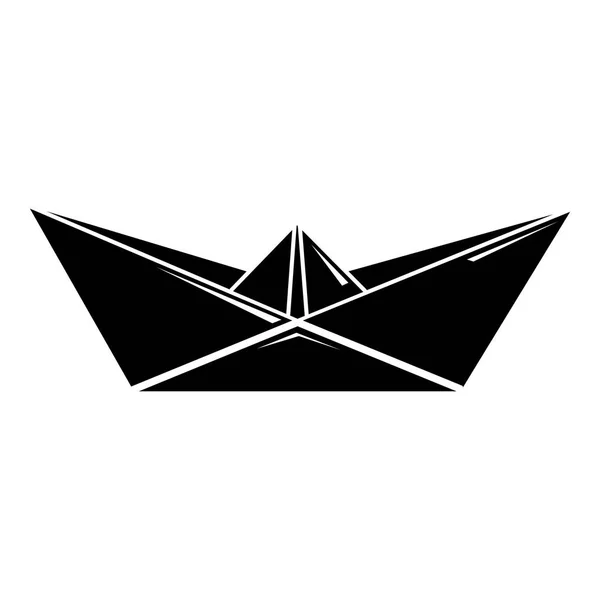 折り紙ボート アイコン、シンプルな黒のスタイル — ストックベクタ