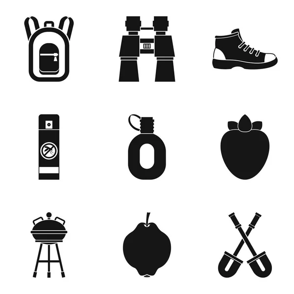 Ensemble d'icônes de trekking, style simple — Image vectorielle