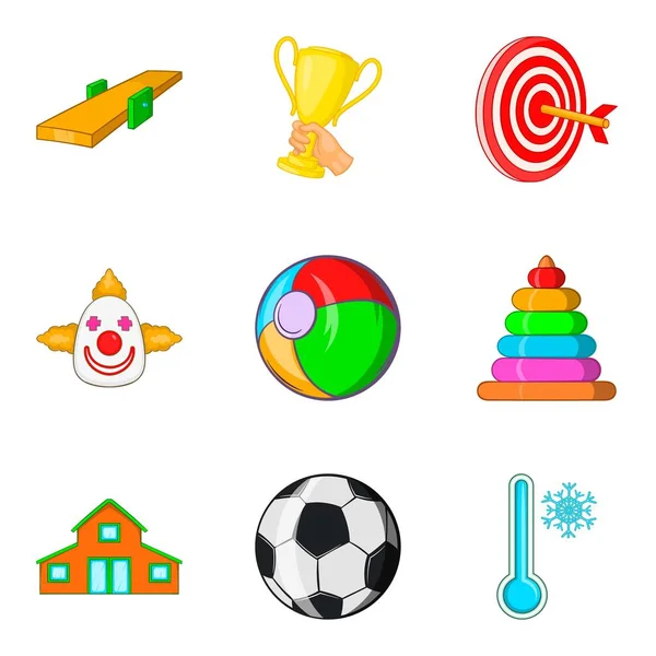 Sporting juego iconos conjunto, estilo de dibujos animados — Vector de stock