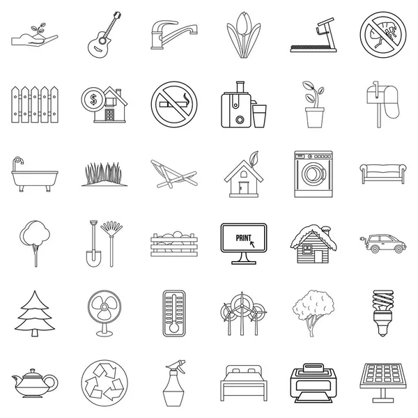 Termometre Icons set, anahat stili