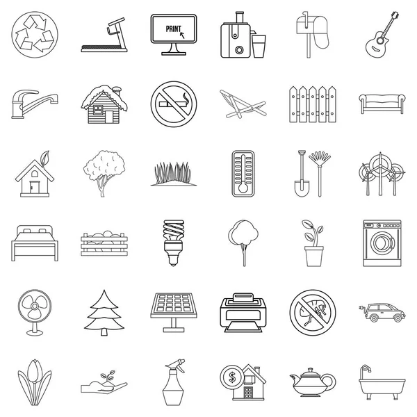 Washing icons set, outline style — Stock Vector