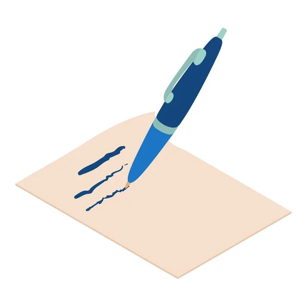 Write pen icon, isometric 3d style — Stock Vector