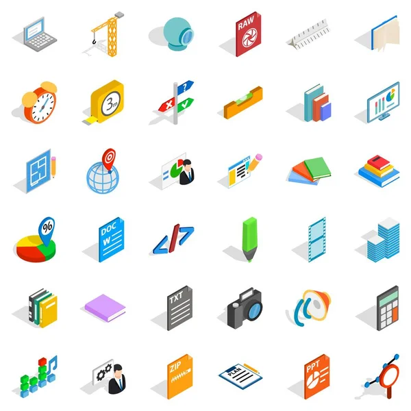 Afdrukken iconen set, isometrische stijl — Stockvector