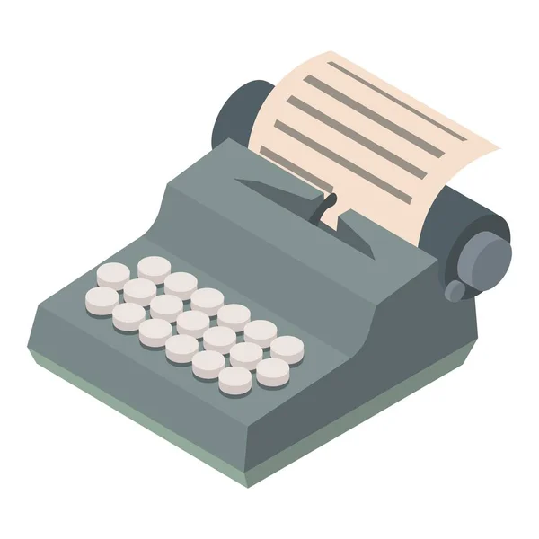 Ícone de máquina de escrever, estilo 3D isométrico — Vetor de Stock