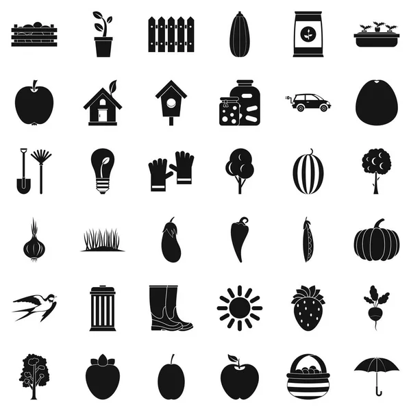 Conjunto de iconos de carretilla, estilo simple — Vector de stock