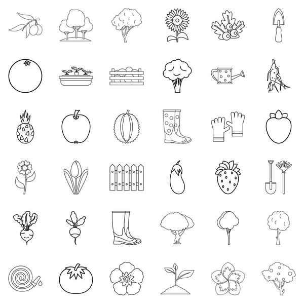 Conjunto de iconos de semillas, estilo de contorno — Vector de stock