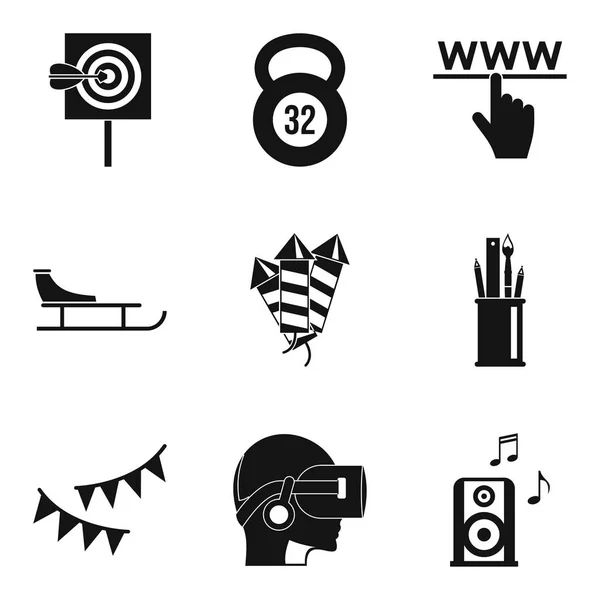 Entretenimiento del futuro conjunto de iconos, estilo simple — Archivo Imágenes Vectoriales