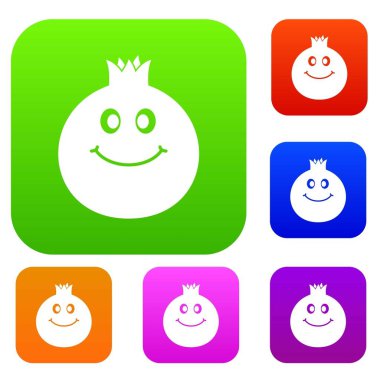 Olgun gülümseyen nar meyve renk koleksiyonu ayarla