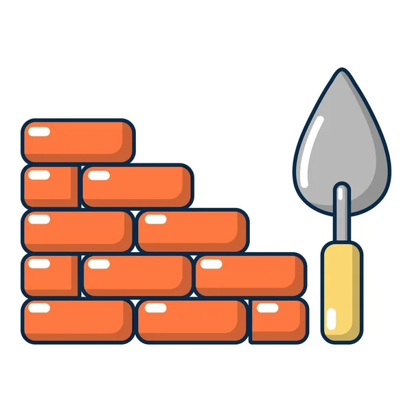 Baksteen muur pictogram, cartoon stijl — Stockvector