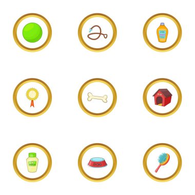 Evde beslenen hayvan Icons set, karikatür tarzı