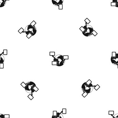 Dünya gezegen ve konuşma kabarcıklar sorunsuz siyah desen