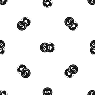 Dünya gezegeni ve Doları para desen sorunsuz siyah