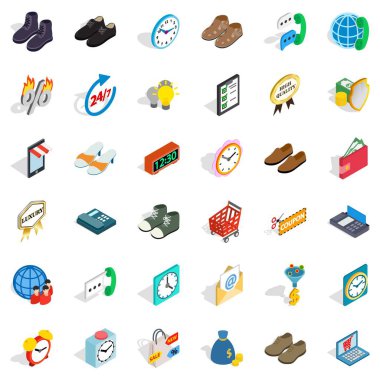 Ticaret Icons set, izometrik stili
