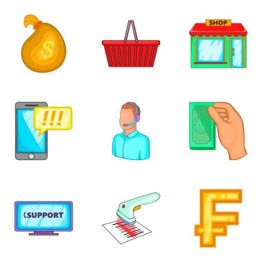 Siyah harf gün Icons set, karikatür tarzı