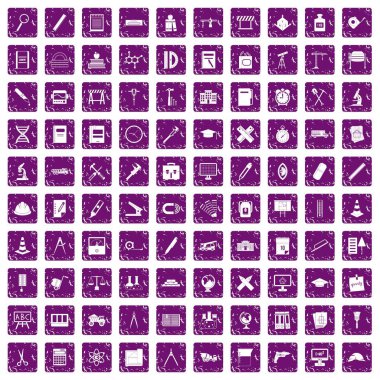 100 pusula simgeler grunge mor ayarla