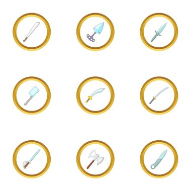 Askeri çelik silah Icons set, karikatür tarzı