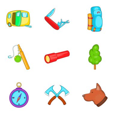 Icons set, karikatür tarzı yürüyüş