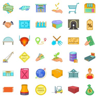 Ekonomi Icons set, karikatür tarzı