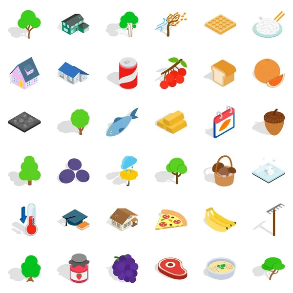 Bahçe Icons set, izometrik stili