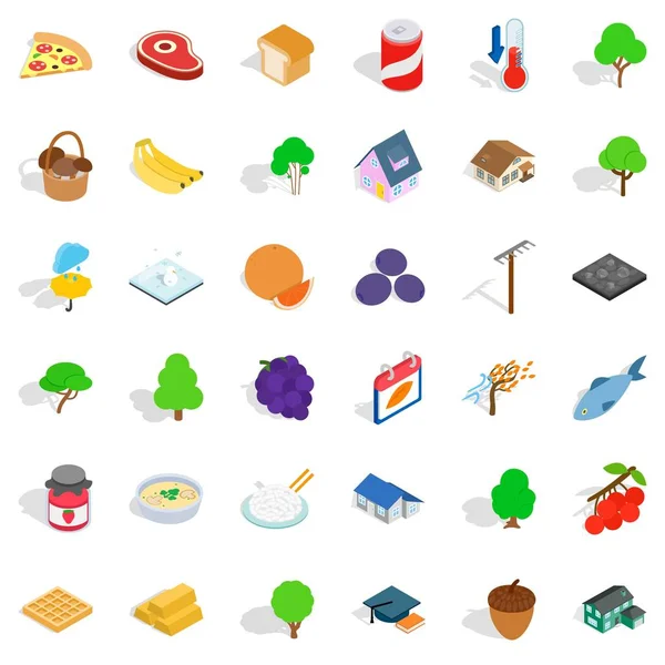 Sonbahar Icons set, izometrik stili