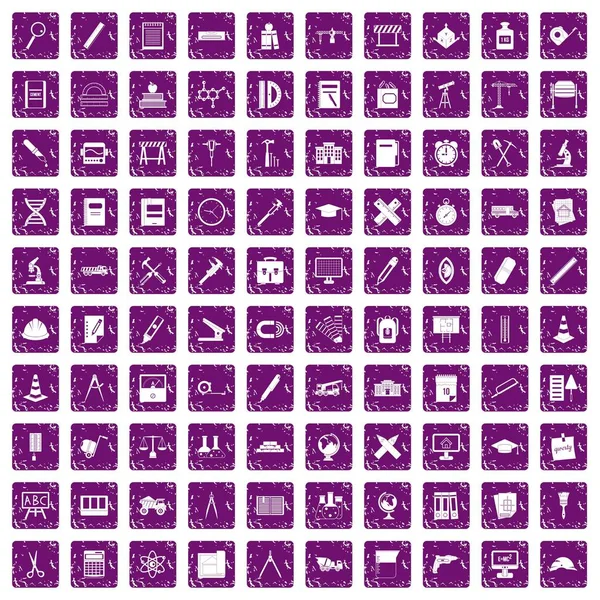 100 pusula simgeler grunge mor ayarla