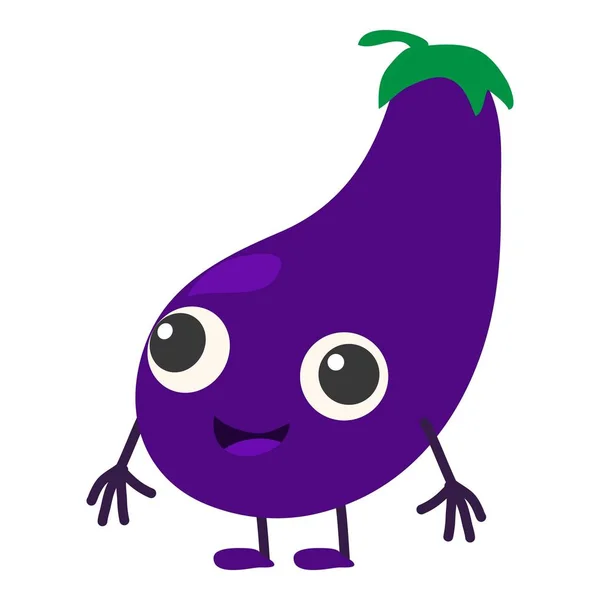 Icône aubergine, style dessin animé — Image vectorielle