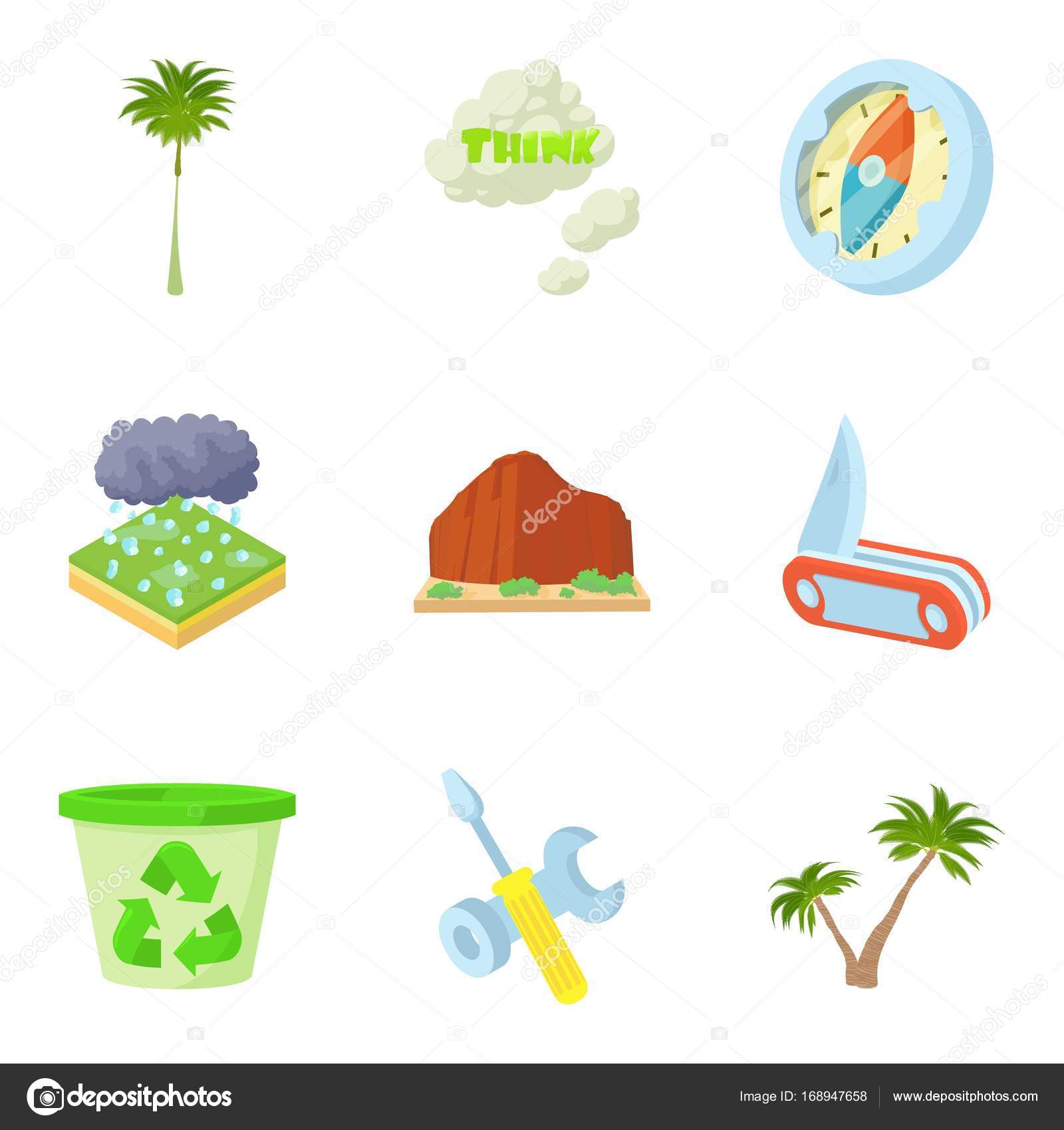hurricane icons set cartoon