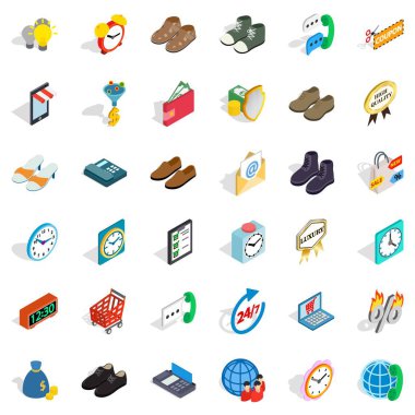 Online Ticaret Icons set, izometrik stili