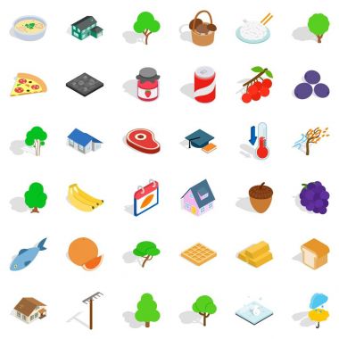 Şemsiye Icons set, izometrik stili