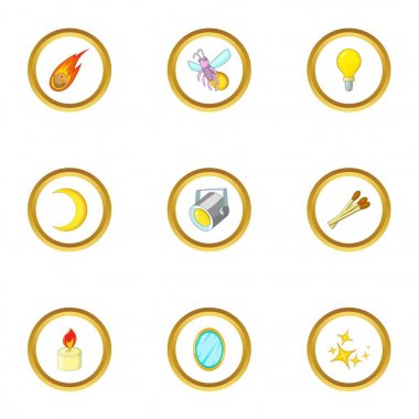 Işık kaynağı Icons set, karikatür tarzı