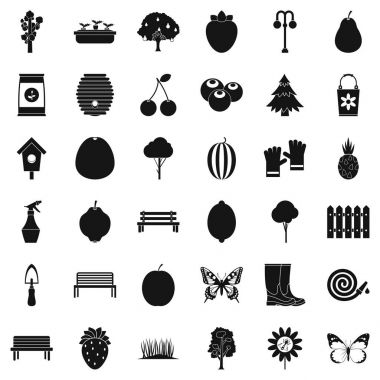 Bahçe aracı Icons set, basit tarzı