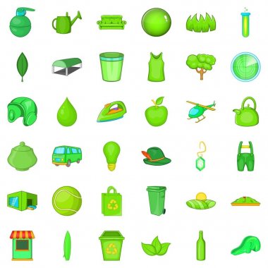 Ekoloji Icons set, karikatür tarzı