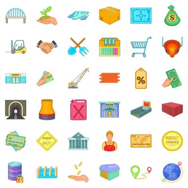 Teneke kutu Icons set, karikatür tarzı