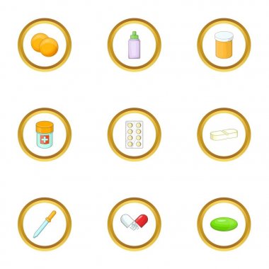 Tıbbi hazırlık Icons set, karikatür tarzı