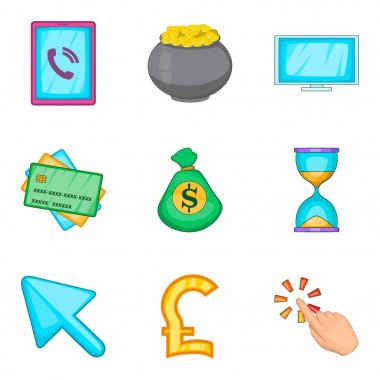 İş günü simgeler ayarla, tarzı çizgi film