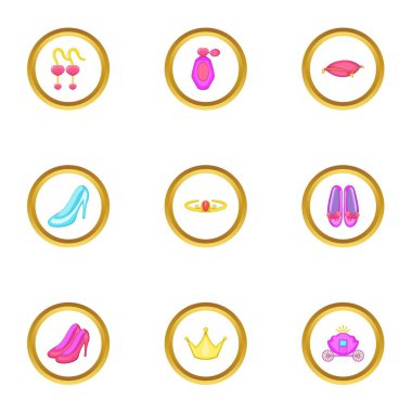 Prenses öğe simgeler kümesi, karikatür tarzı
