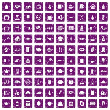 simgeler pişirme 100 grunge mor ayarla