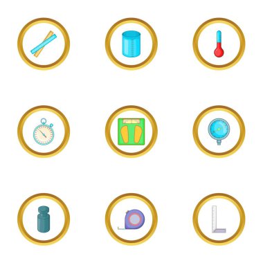 Ekipman Icons set ölçme, karikatür tarzı