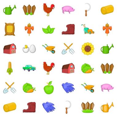 Sebze Icons set, karikatür tarzı