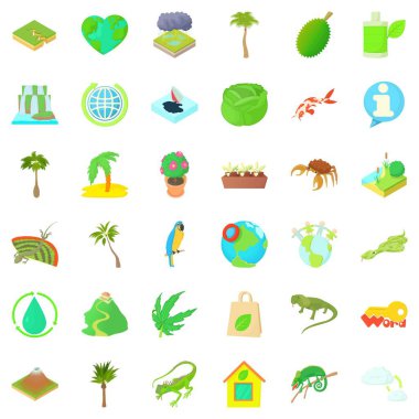 Icons set geri dönüşüm, karikatür tarzı