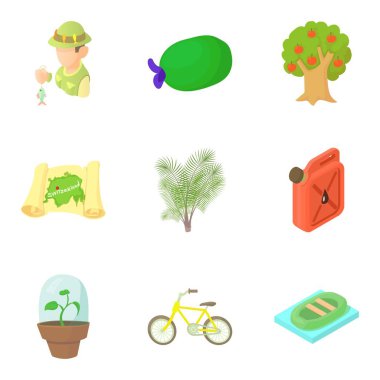 Gözlemleyerek doğa Icons set, karikatür tarzı