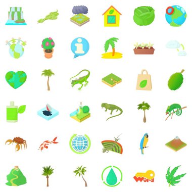 Dünya Icons set, karikatür tarzı