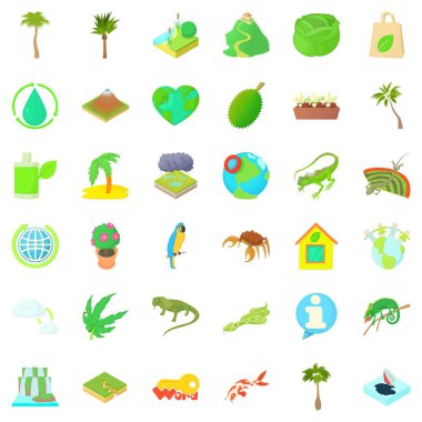 Çim Icons set, karikatür tarzı