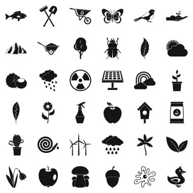 Ekipman Icons set, basit tarzı