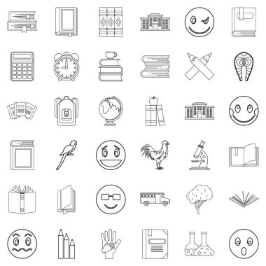 Hesap makinesi Icons set, anahat stili