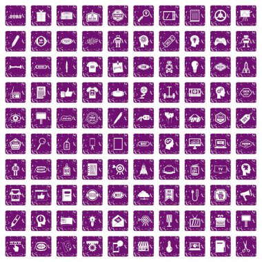 100 yaratıcı pazarlama simgeler grunge mor ayarla