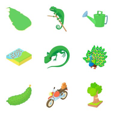 Orman bakım Icons set, karikatür tarzı
