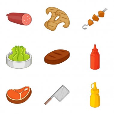 Barbekü Icons set, karikatür tarzı