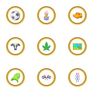 Holland Icons set, karikatür tarzı